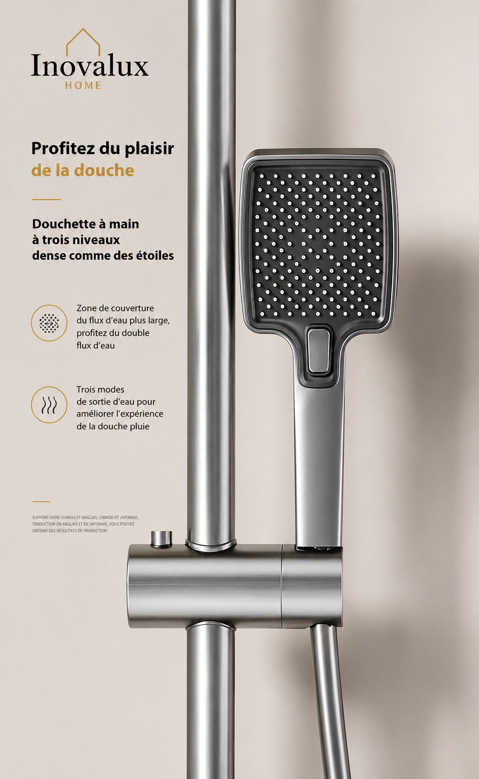 Colonne de Douche Thermostatique LED Premium | Pommeau 300mm | Finition Gunmetal | INOVALUX HOME
