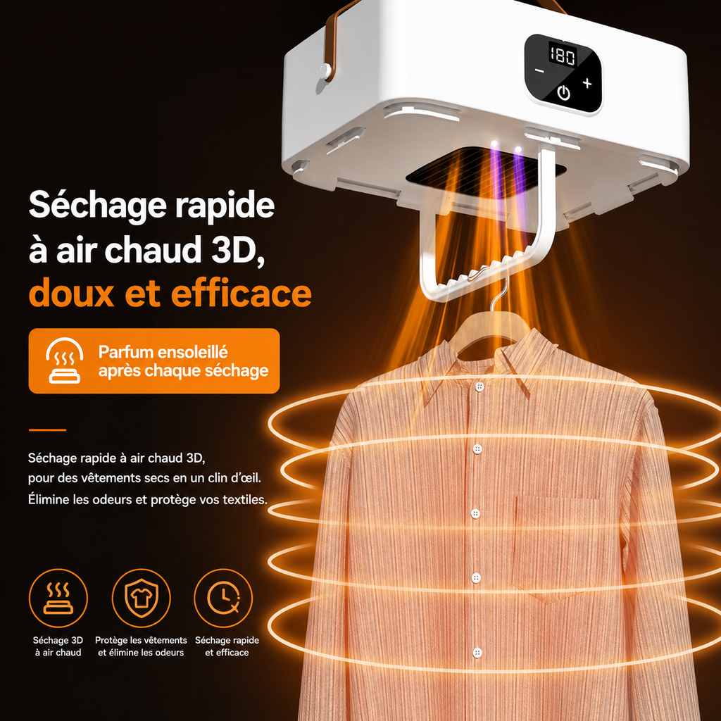Sèche-linge Semi Automatique Portable | Télécommande | 501-1000W | INOVALUX HOME™