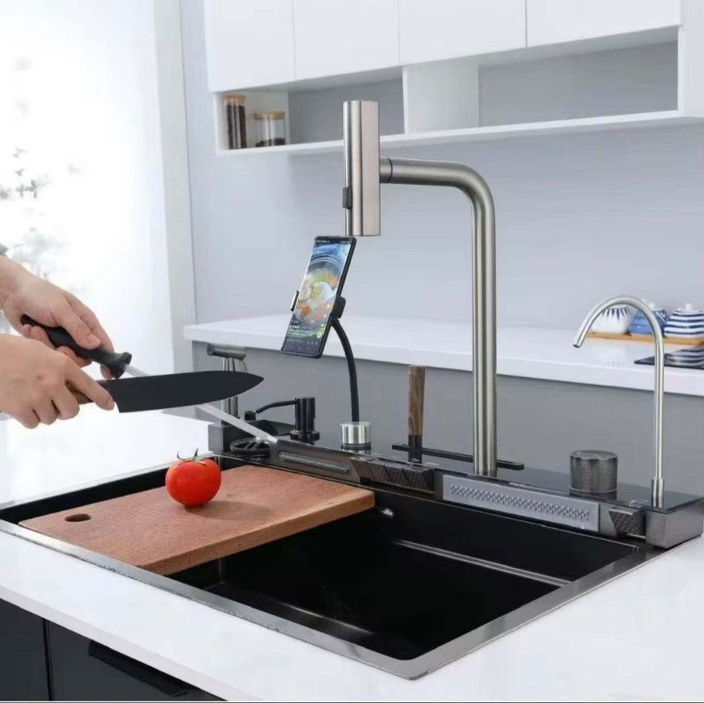 Évier Cuisine Intelligent Multifonctions 11-en-1 | Inox SUS304 | Support Téléphone 360° | INOVALUX HOME™