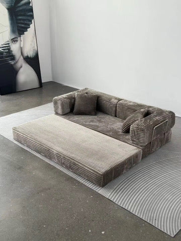 Canapé Modulable Convertible 3-en-1 Premium | Tissu Côtelé | Méridienne & Lit | INOVALUX HOME™