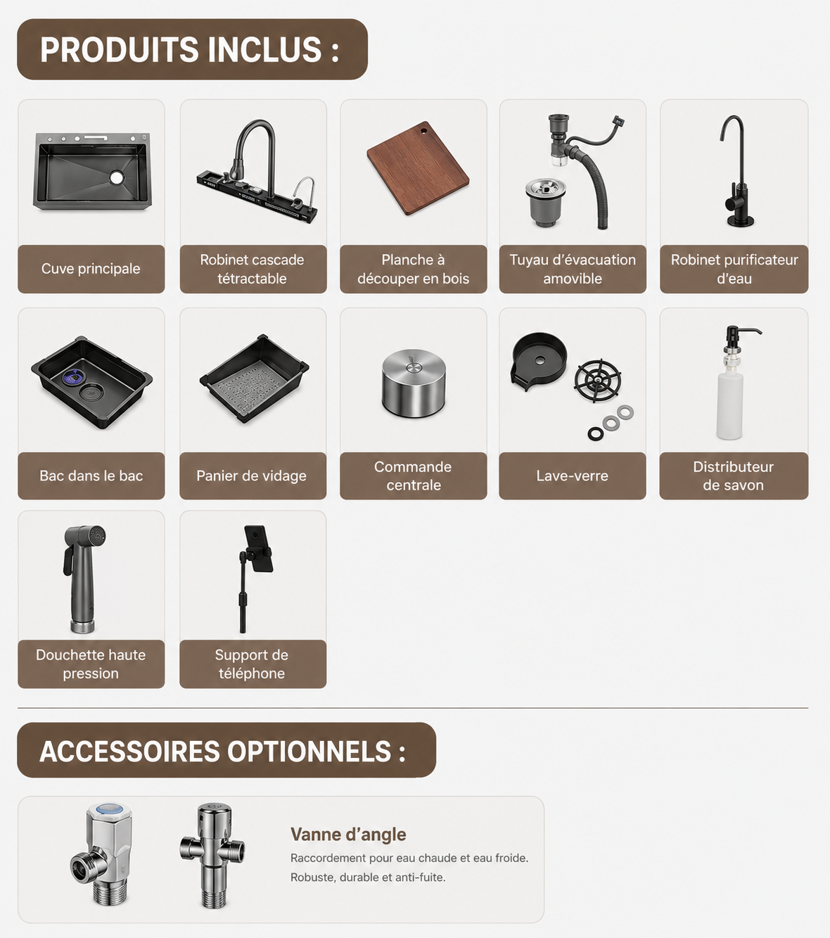 Évier Cuisine Intelligent Multifonctions 11-en-1 | Inox SUS304 | Support Téléphone 360° | INOVALUX HOME™