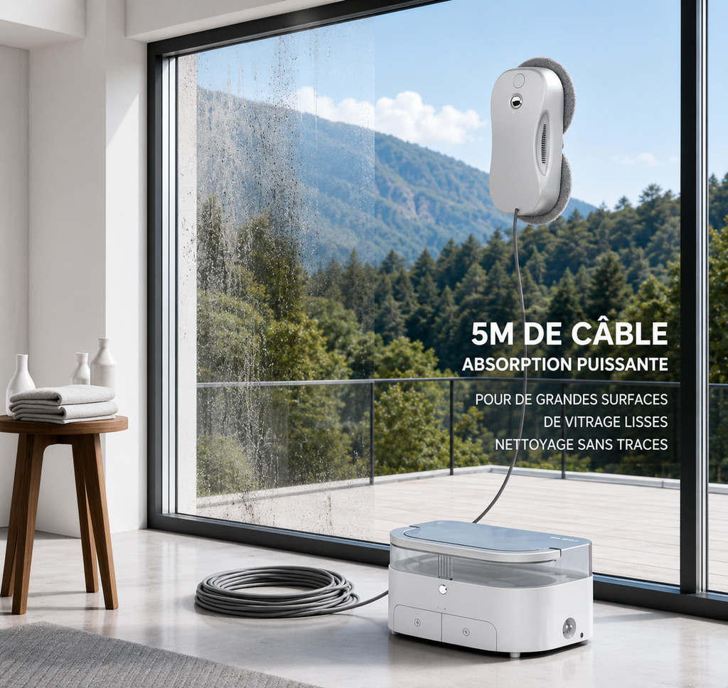 Robot Lave-Vitres Intelligent Automatique IA | Double Pulvérisation | Télécommande & Application | Version 2 INOVALUX HOME™