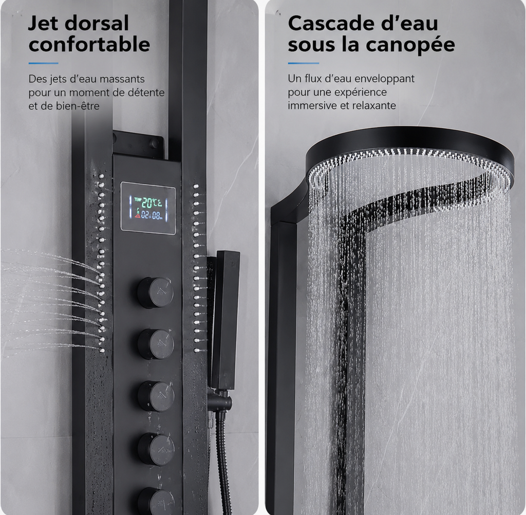 Colonne de Douche Intelligente Effet Spa | Inox Premium | 5 Fonctions | INOVALUX HOME™