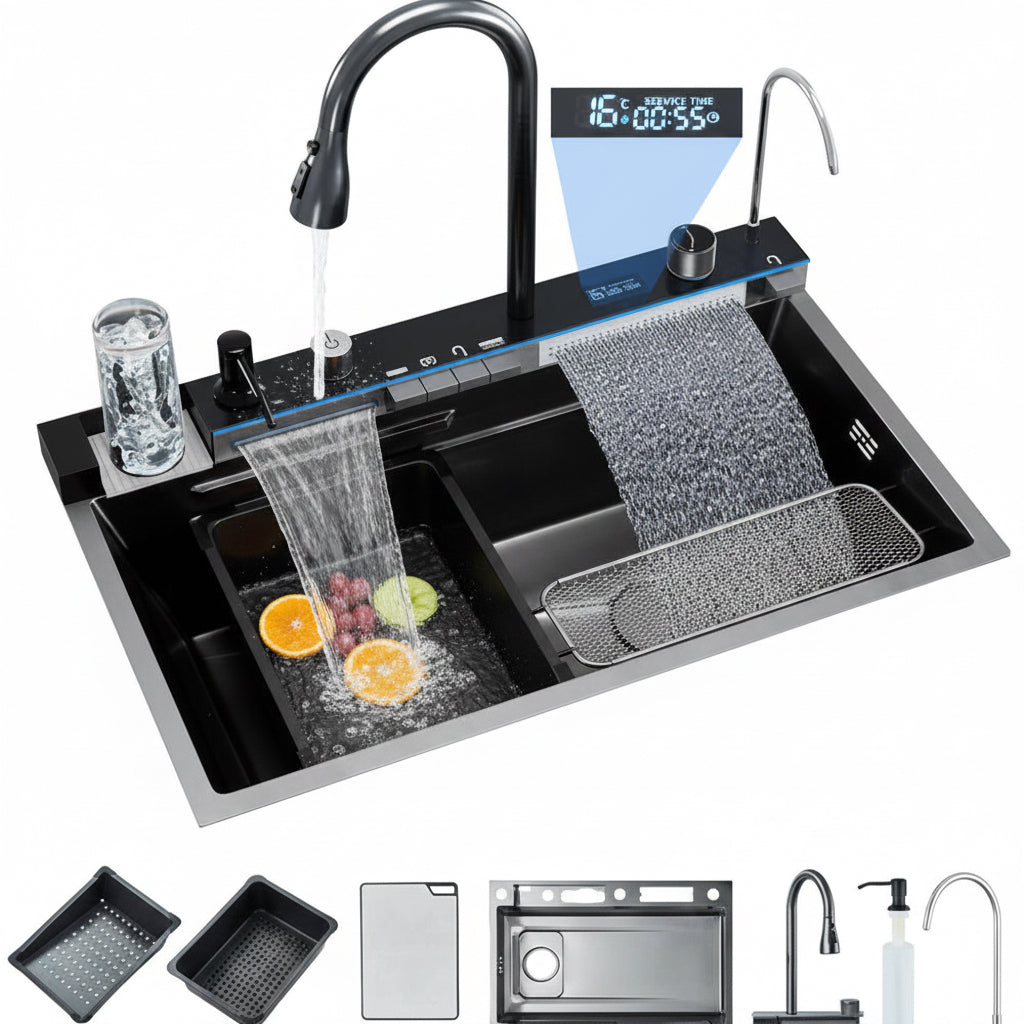 Évier Cuisine Multifonctions 7-en-1 | Inox 304 | Cascade & Purificateur | INOVALUX HOME™