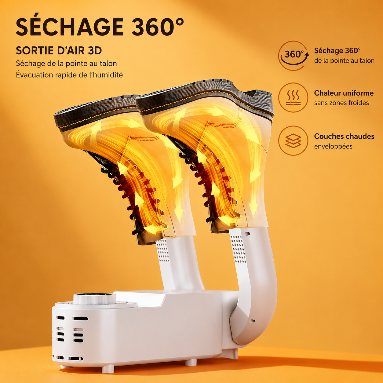 Sèche-Chaussures Électrique Intelligent | Séchage 360° | Silencieux & Portable | INOVALUX HOME™