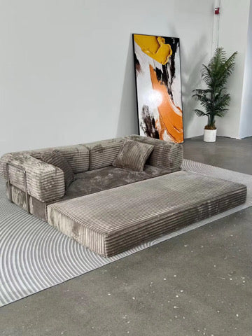 Canapé Modulable Convertible 3-en-1 Premium | Tissu Côtelé | Méridienne & Lit | INOVALUX HOME™