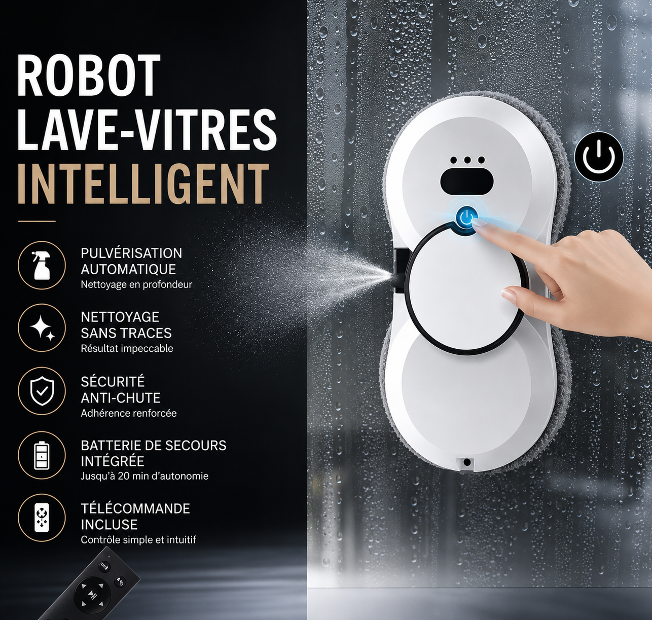 Nettoyeur de Vitres Électrique | Détection Automatique des Bords | Zéro Trace | INOVALUX HOME™