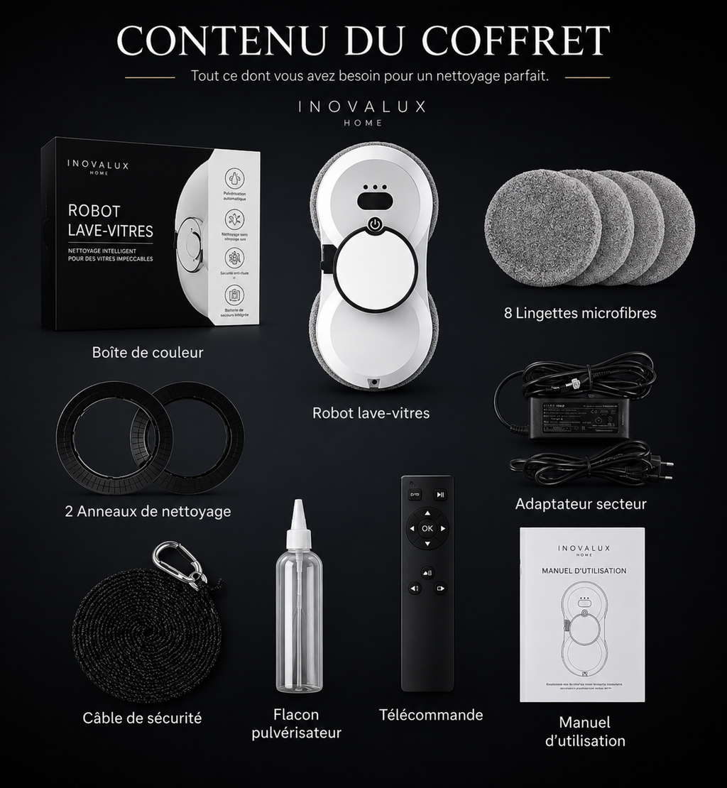 Nettoyeur de Vitres Électrique | Détection Automatique des Bords | Zéro Trace | INOVALUX HOME™