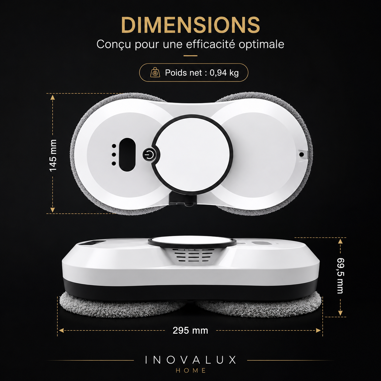 Nettoyeur de Vitres Électrique | Détection Automatique des Bords | Zéro Trace | INOVALUX HOME™